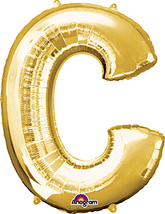 Gold Letter "C" Shaped Mylar Supershape Balloon 34 Inch